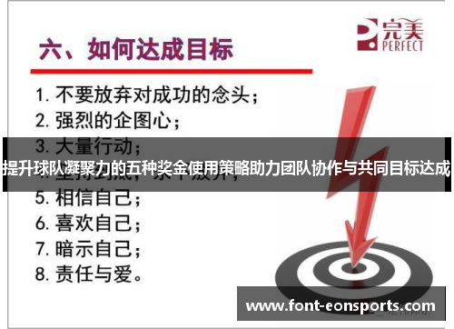 提升球队凝聚力的五种奖金使用策略助力团队协作与共同目标达成