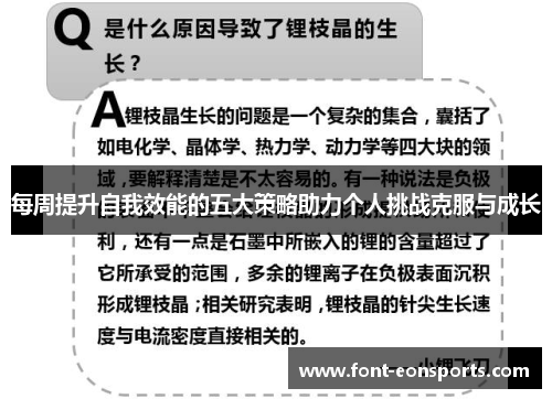 每周提升自我效能的五大策略助力个人挑战克服与成长